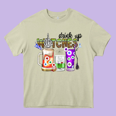 Drink Up Witches Heavy Core Tee Designed By Cowhidedigitalart