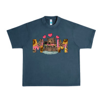 Midnight Navy Mom Bear With Sunflowers Urban Heavy Tee - RanaPortraitStore
