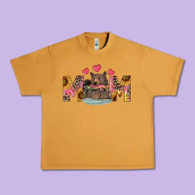 Urban Heavy Tee Mom Bear With Sunflowers