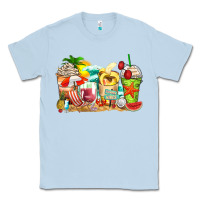 Dusty Blue summer vibes coffee cups Classic Tee - Zillion Design Studio