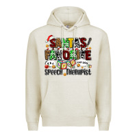 Oatmeal Heather santas favorite speech therapist Premium Hoodie - AdoDesignShop