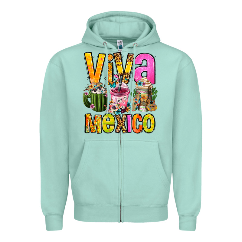 Viva Mexico Mexican Coffee Cups Zipper Hoodie by FaDigitalArtStudio | Teevron