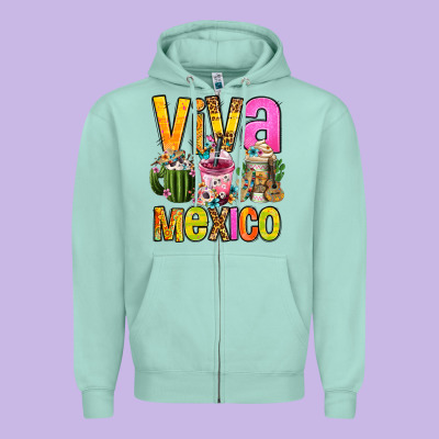 Viva Mexico Mexican Coffee Cups Zipper Hoodie Designed By Fadigitalartstudio