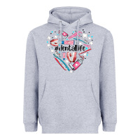 Heather Grey dental life element heart Heavyweight Hoodie - AdoDesignShop