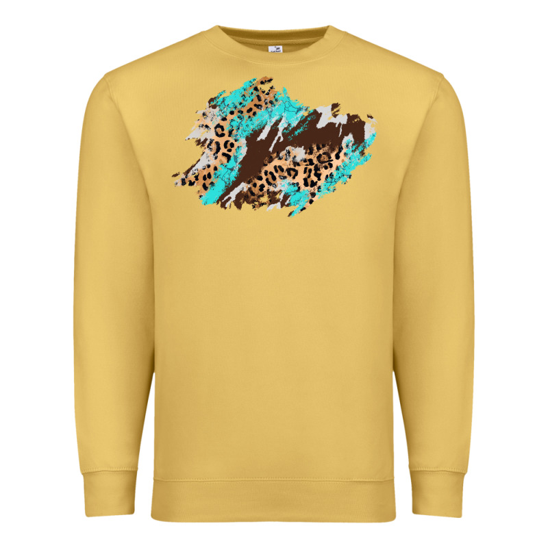 Cowhide Leopard Turquoise Patch Premium Sweatshirt by AdoDesignShop | Teevron