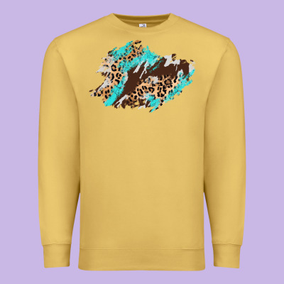 Cowhide Leopard Turquoise Patch Premium Sweatshirt Designed By Adodesignshop