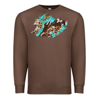 Chestnut cowhide leopard turquoise patch Premium Sweatshirt - AdoDesignShop