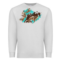 Dove Grey cowhide leopard turquoise patch Premium Sweatshirt - AdoDesignShop