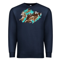 Navy cowhide leopard turquoise patch Premium Sweatshirt - AdoDesignShop