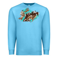 Ocean Blue cowhide leopard turquoise patch Premium Sweatshirt - AdoDesignShop