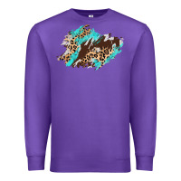 Purple cowhide leopard turquoise patch Premium Sweatshirt - AdoDesignShop