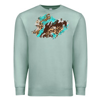 Seafoam cowhide leopard turquoise patch Premium Sweatshirt - AdoDesignShop