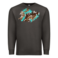 Smoke cowhide leopard turquoise patch Premium Sweatshirt - AdoDesignShop