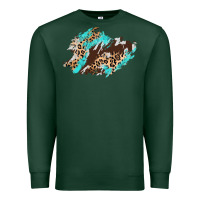 Sports Green cowhide leopard turquoise patch Premium Sweatshirt - AdoDesignShop