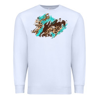 White cowhide leopard turquoise patch Premium Sweatshirt - AdoDesignShop