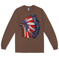 Chestnut american flag indian headdress Long Sleeve Tee - RanaPortraitStore