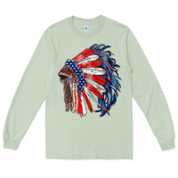 Matcha american flag indian headdress Long Sleeve Tee - RanaPortraitStore