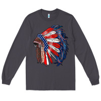 Smoke american flag indian headdress Long Sleeve Tee - RanaPortraitStore