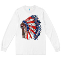 White american flag indian headdress Long Sleeve Tee - RanaPortraitStore