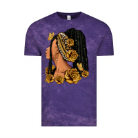 Cloud Purple Gold roses afro woman Vintage Tee - RanaPortraitStore