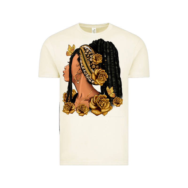 Gold Roses Afro Woman Vintage Tee by RanaPortraitStore | Teevron