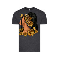Vintage Black Gold roses afro woman Vintage Tee - RanaPortraitStore