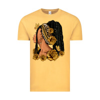 Vintage Mustard Gold roses afro woman Vintage Tee - RanaPortraitStore