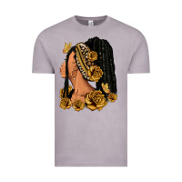 Vintage Zinc Gold roses afro woman Vintage Tee - RanaPortraitStore