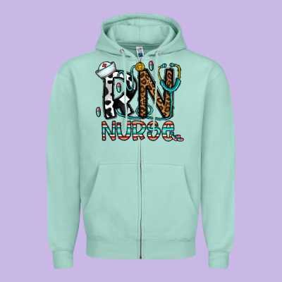 Rn Nurse Zipper Hoodie Designed By Cowhidedigitalart