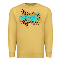 Antique Gold glitter leopard turquoise patch Premium Sweatshirt - AdoDesignShop