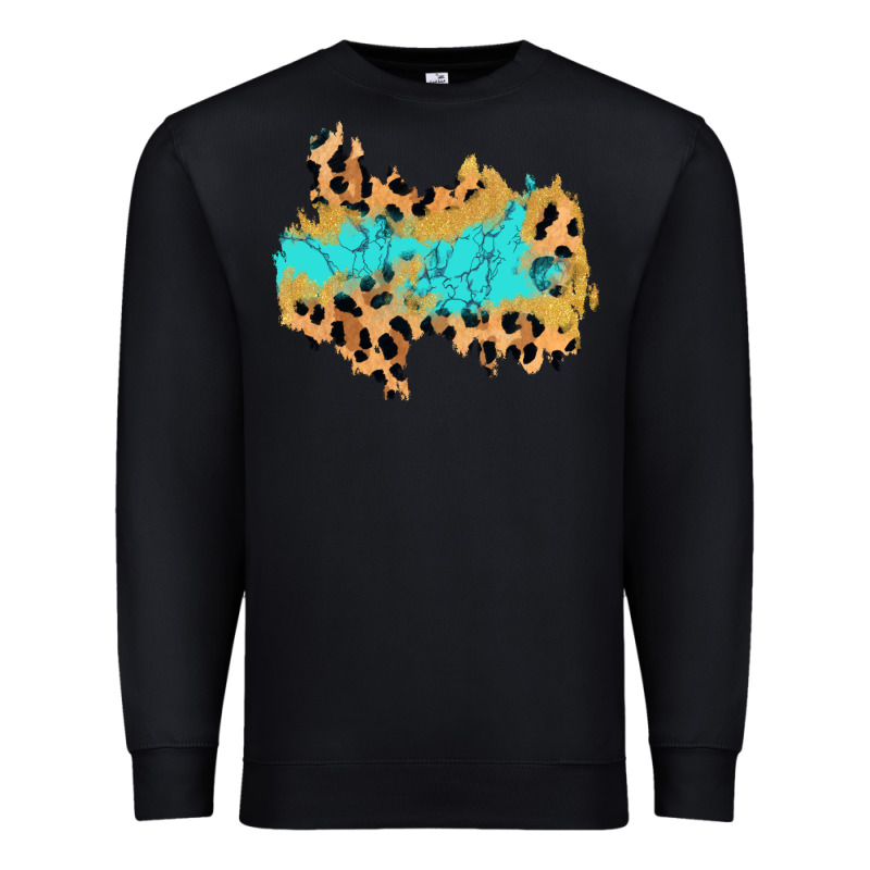 Glitter Leopard Turquoise Patch Premium Sweatshirt by AdoDesignShop | Teevron