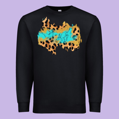 Glitter Leopard Turquoise Patch Premium Sweatshirt Designed By Adodesignshop