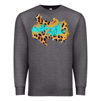 Charcoal Heather glitter leopard turquoise patch Premium Sweatshirt - AdoDesignShop
