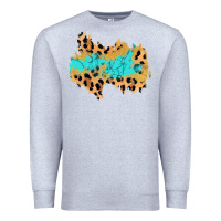 Heather Grey glitter leopard turquoise patch Premium Sweatshirt - AdoDesignShop