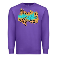 Purple glitter leopard turquoise patch Premium Sweatshirt - AdoDesignShop