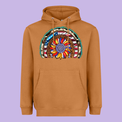 Sunflower American Flag Leopard Gemstone Cowhide Rainbow Heavyweight Hoodie Designed By Artiststas