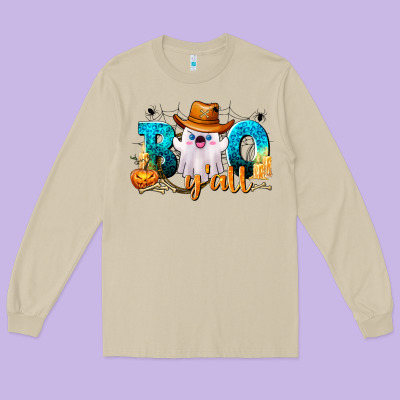 Boo Y'all Long Sleeve Tee Designed By Texasbilliewilder