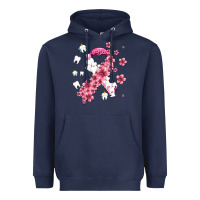 Navy teeth and flower cancer ribbon Heavyweight Hoodie - AdoDesignShop