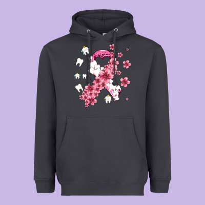 Teeth And Flower Cancer Ribbon Heavyweight Hoodie Designed By Adodesignshop