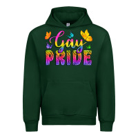 Forest Green Gay Pride With Butterfly Urban Hoodie - BundleAndBundleShop