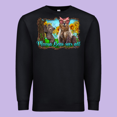 Mama Bear Sees All With Sunflowers Premium Sweatshirt Designed By Artiststas