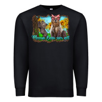 Black mama bear sees all with sunflowers Premium Sweatshirt - Artiststas