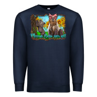 Navy mama bear sees all with sunflowers Premium Sweatshirt - Artiststas