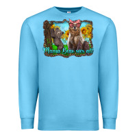 Ocean Blue mama bear sees all with sunflowers Premium Sweatshirt - Artiststas