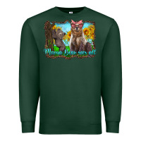 Sports Green mama bear sees all with sunflowers Premium Sweatshirt - Artiststas