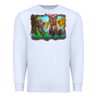 White mama bear sees all with sunflowers Premium Sweatshirt - Artiststas