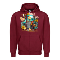 Burgundy farm truck farm animals Zipper Hoodie - FaDigitalArtStudio