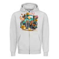 Dove Grey farm truck farm animals Zipper Hoodie - FaDigitalArtStudio