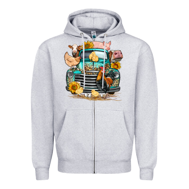 Farm Truck Farm Animals Zipper Hoodie by FaDigitalArtStudio | Teevron