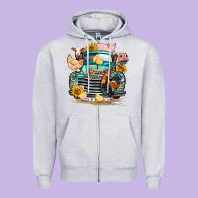 Farm Truck Farm Animals Zipper Hoodie Designed By Fadigitalartstudio
